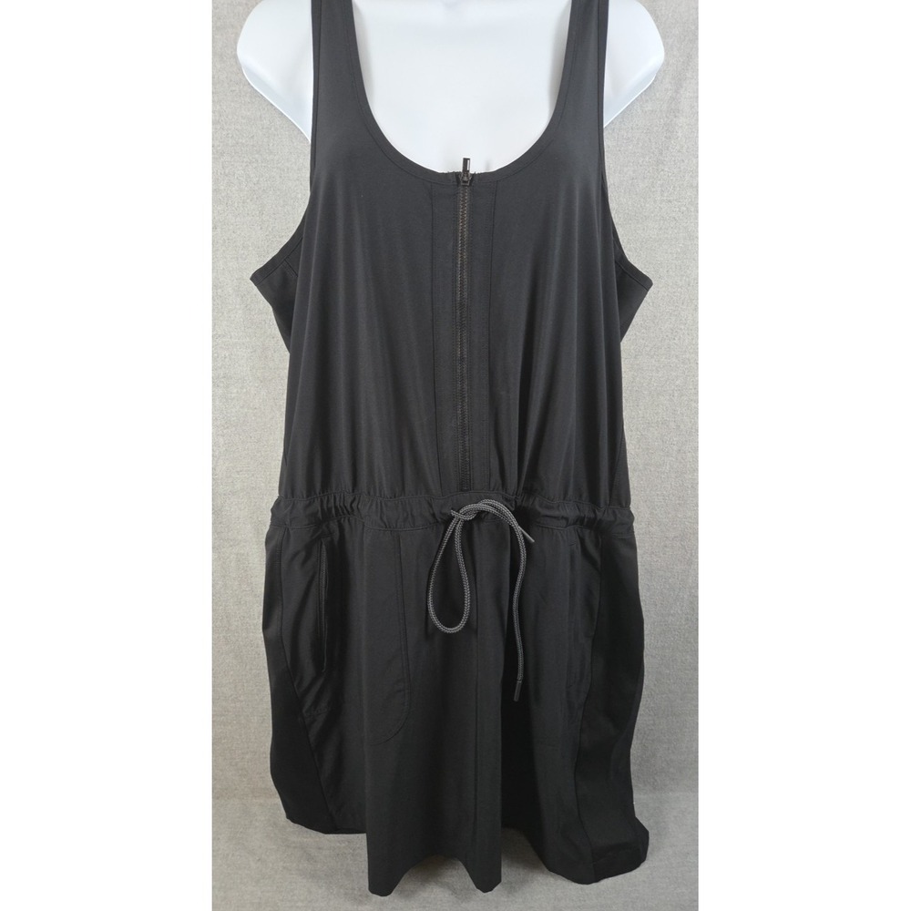 ATHLETA‎ Expedition Skort Dress 14 Black Hiking Explore Jumper Tie Waist Active